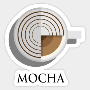 Hot mocha coffee cup top view in flat design style Sticker